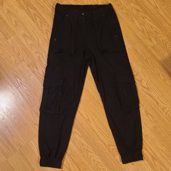 ALL SAINTS FREDA CARGO JOGGERS PANTS STRETCH JERSEY KNIT UTILITY ATHLEISURE sz 2 - Picture 2 of 7
